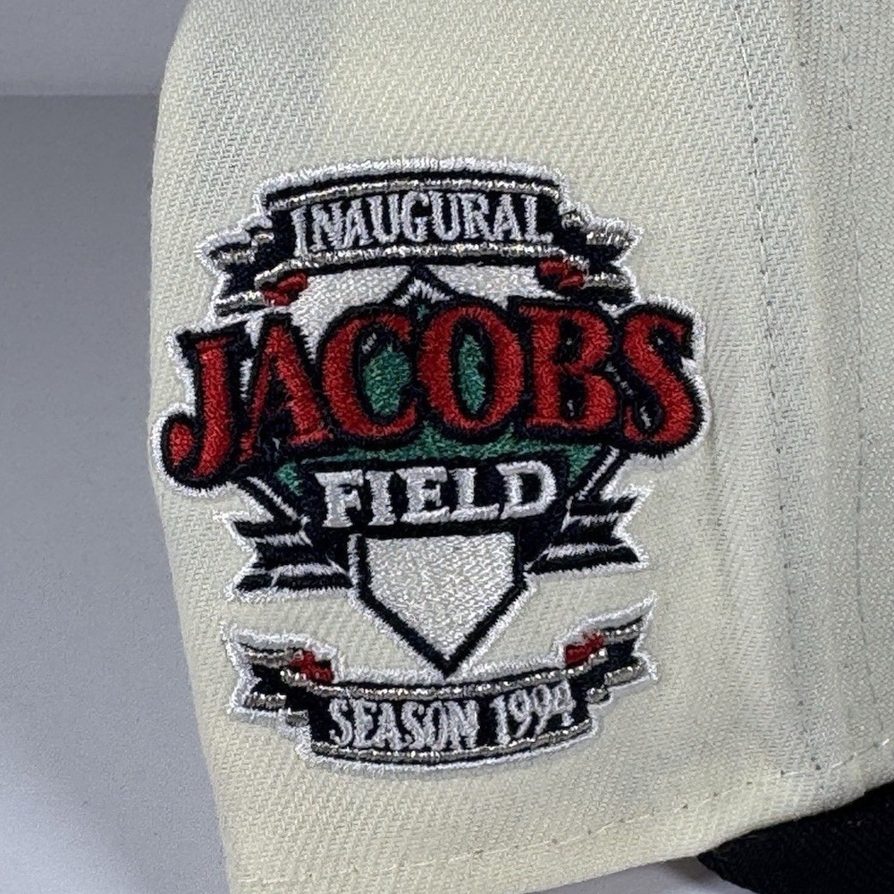 New Era 59FIFTY Cleveland Indians Jacobs Field 1994 Hat 7 1/8 Chrome Navy - Picture 4 of 9